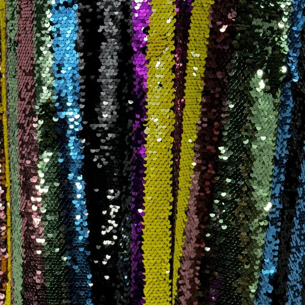 Love this! Davi & Dani Multi-Color Mulit-Strip Sequin A-Line Stretch Ski… - Picture 7 of 8